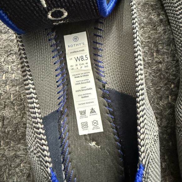 Rothys Ballet Flat Shoes Women 8.5 Gray Pointed Toe Slip On Career Washable - Picture 4 of 13